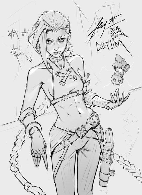 Arcane Fan Art, Jinx Arcane Fanart, Arcane Fanart, Legend Drawing, Jinx Arcane, Jinx League Of Legends, Comic Style Art, Easy Drawings Sketches, Arte Sketchbook