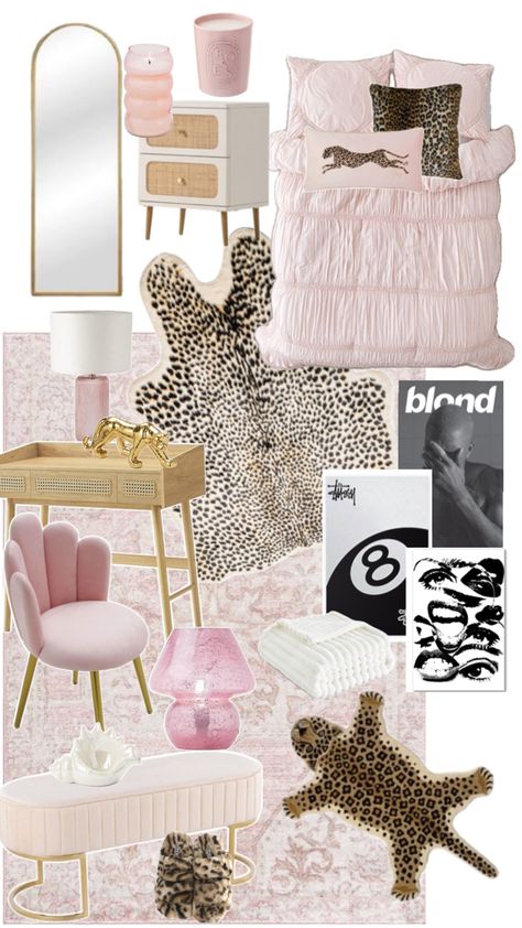 Leopard Bedroom Decor, Room Wishlist, College Dorm Room Decor, Dorm Room Designs, Dorm Room Inspiration, Room Redesign, Girly Room, Preppy Room, Redecorate Bedroom