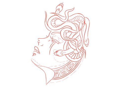 Red Tattoo Outline, Medusa Tattoo Unique, Medusa Tattoo Stencil Outline, Medusa Art Illustration, Line Medusa Tattoo, Medusa Drawing Sketches, Fine Line Medusa Tattoo, Minimalistic Medusa Tattoo, Medusa Inspired Tattoo