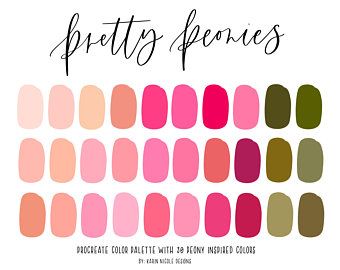 Procreate Pallets, Color Palette For Procreate, Procreate Palette, Procreate Ideas, Floral Bible Verse, Peony Colors, Color Palette Challenge, Procreate Ipad Art, Palette Art