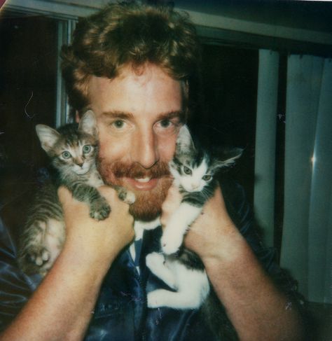 Andrew Gold was most definitely a cat person. If you loved him, you let him have cats galore.  He called them "wassamacoots" #catlover Man Holding Cat, Andrew Fairclough, Mark Gatiss And Andrew Scott, Andrew Kearns, Andrew Gold, Linda Ronstadt, Laurel Canyon, Music Artist, Cat Person