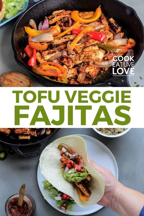 Fajita Toppings, Tofu Fajitas, Mexican Vegetable Soup, Vegetarian Fajitas, Easy Tofu, Vegan Fajitas, Veggie Fajitas, Plant Based Meals, Vegan Dinner Recipes Easy