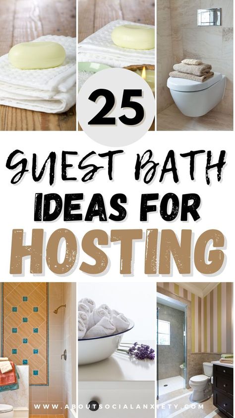 Are you looking for ideas for the guest bath to wow your guests? This post shares 25 ideas for the guest bathroom you can use! Ideas include things like plush towels, lush greenery, and special soaps. Also sharing the best guest bedroom ideas, welcome basket ideas, and hosting ideas. Welcome Basket Ideas, Guest Bathroom Ideas, Guest Ideas, Guest Bedroom Ideas, Welcome Basket, Bathroom Caddy, Hosting Ideas, Guest Hand Towels, Fluffy Towels