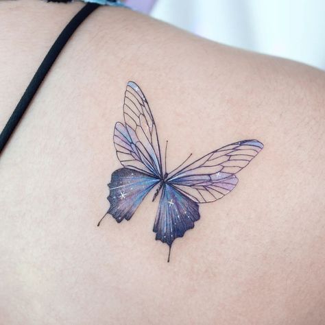 Eye Tattoo Meaning, Tattoos Symbols, Purple Butterfly Tattoo, Butterfly Tattoos Images, Blue Butterfly Tattoo, Purple Tattoos, Stunning Tattoos, Butterfly Tattoo Meaning, Colored Butterfly