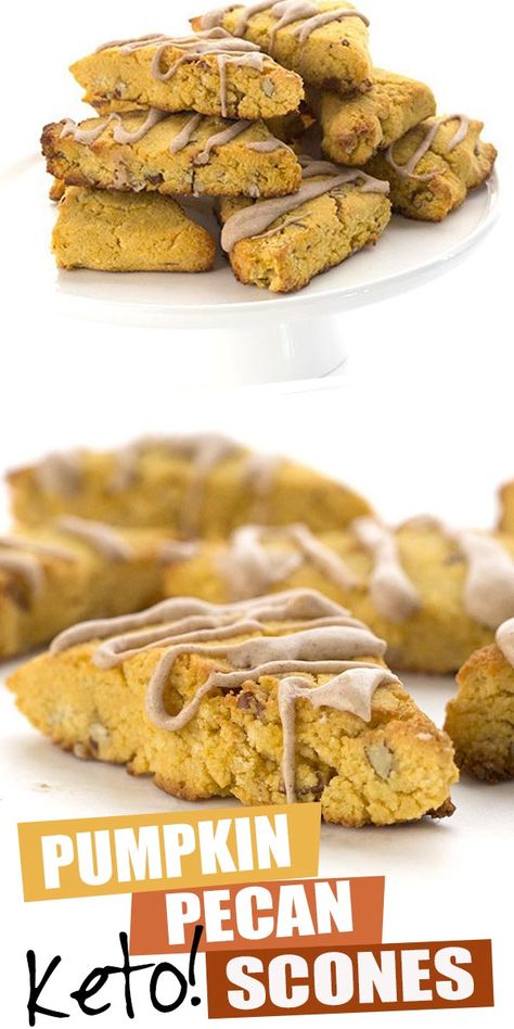 Keto Pumpkin Scones, Pumpkin Spice Scones, Pecan Scones, Pumpkin Scones Recipe, Cinnamon Glaze, Low Carb Low Fat Recipes, Pumpkin Scones, Keto Pumpkin, Low Carb Low Sugar