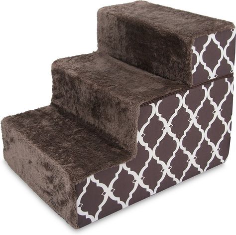 Best Pet Supplies Lattice Print Foldable Foam Dog & Cat Stairs, Chocolate Brown, Small - Chewy.com Cat Ramp, Ramp Stairs, Dog Lounge, High Bed, Cat Stairs, Portable Ramps, Pet Ramp, Dog Stairs, Pet Stairs