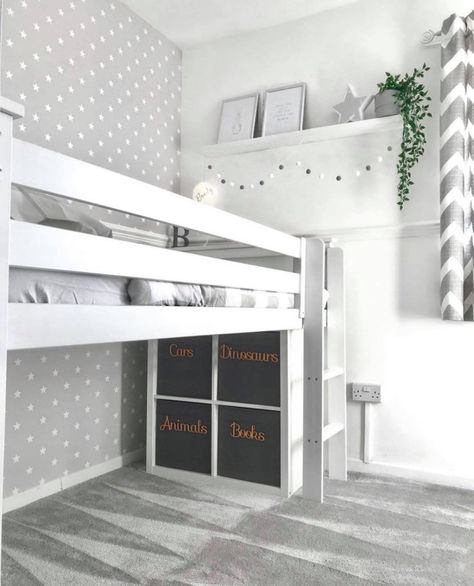 Mum transforms her son’s bedroom using Argos and eBay bargains – and there’s even a secret play area under the bed Bulkhead Bedroom, Cute Playroom, Box Room Beds, Box Room Bedroom Ideas, Cabin Beds For Kids, Small Boys Bedrooms, Space Things, Small Kids Bedroom, Small Bedroom Interior