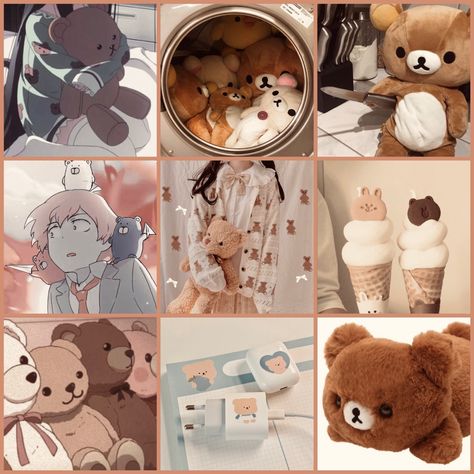 Bearcore Aesthetic, Anime Teddy Bear Aesthetic, Candycore Moodboard, Bear Moodboard, Bear Doll Aesthetic, F2u Moodboards, Kawaii Teddy Bear Bedding, Make Your Own Character, Moodboard Inspo