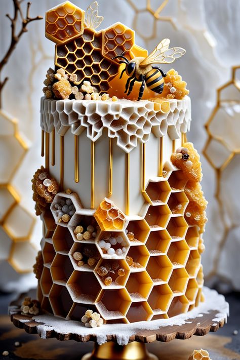 Bee Cake Design, Honey Bee Cake, Boutique Patisserie, Honeycomb Cake, Bee Cake, Up Cake, Bee Cakes, Amazon Affiliate Marketing, Creative Cake Decorating