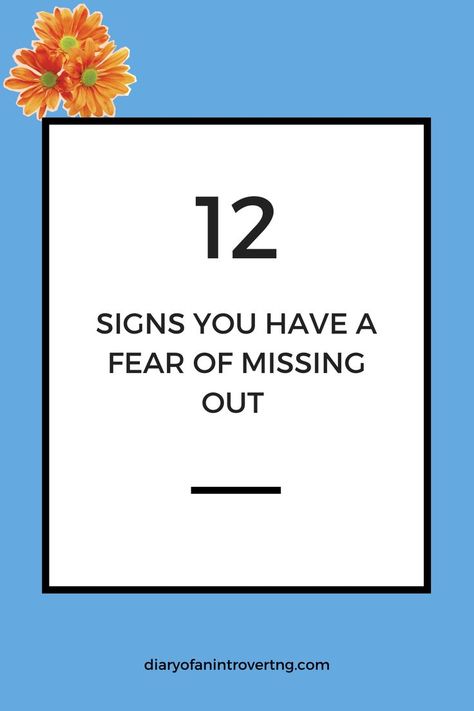 The meaning of FOMO is the ‘constant feeling of missing something’. It’s an agitation that you might be left out on something exciting happening at the moment. Fear Of Missing Out, Missing Something, 12 Signs, Left Out, The Fear, Emotional Health, The Meaning, Self Development, Life Coach