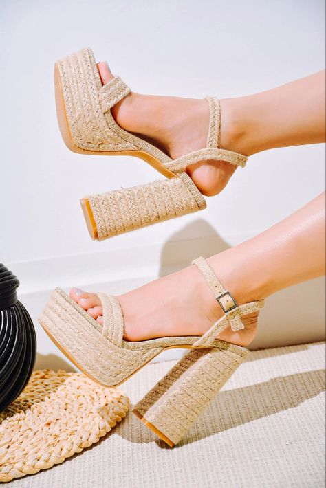 Block Heel Sandals Outfit, Heel Sandals Outfit, Ankle Strap Chunky Heels, Platform Espadrille Sandals, Ankle Strap Block Heel, Espadrilles Platform, Platform Block Heels, Platform Espadrilles, Chunky High Heels