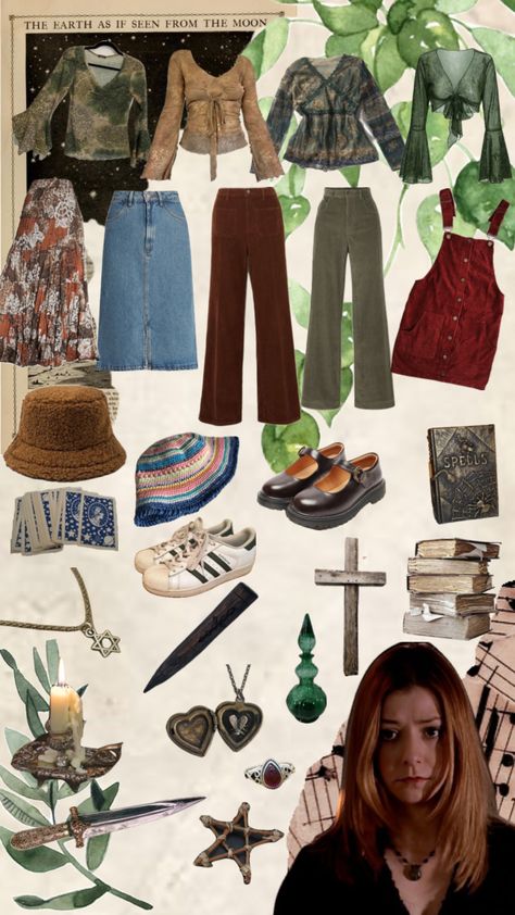 Witchy 90s Aesthetic, Willow From Buffy Outfits, Buffy Outfits Aesthetic, Witch Starter Pack, Buffy Willow Outfits, Buffy Faith Outfits, Buffy Aesthetic Outfits, Vintage Witch Outfits, Willow Outfits Buffy