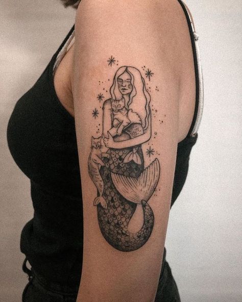 Mermaid Tattoo Designs, Mermaid Tattoo, Mermaid Tattoos, Sarasota Fl, Simplistic Tattoos, Skin Art, A Mermaid, Mini Tattoos, Cat Tattoo