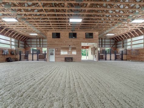 Arena With Stalls, Covered Arena, Dream Barn Stables, Skys The Limit, Horse Barn Ideas Stables, Riding Arena, Horse Arena, Horse Barn Plans, Horse Barn Ideas