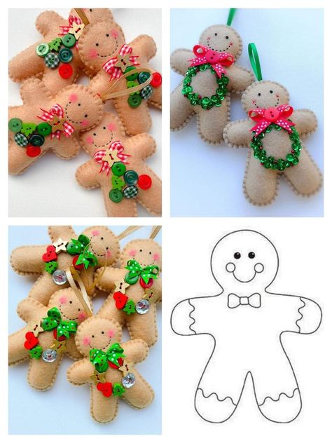 Diy Felt Christmas Ornaments, Gingerbread Crafts, Gingerbread Christmas Decor, Felt Crafts Christmas, Felt Christmas Decorations, Handmade Christmas Decorations, Holiday Crafts Christmas, Felt Christmas Ornaments, Christmas Ornament Crafts