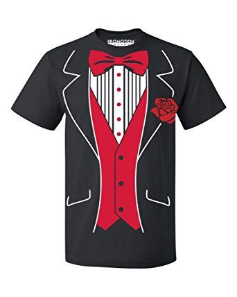 Promotion & Beyond P&B Tuxedo Red Rose Funny Men's T-Shirt, S, Black Colorful Tuxedo, Tuxedo Tshirt, Rose Funny, Gifts For Husbands, Popular Gifts, Funny Men, Sports Activewear, Tuxedo Shirts, Silver Screen