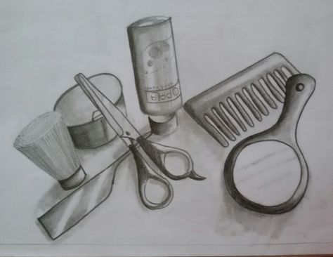 Barbers items 3d composition drawing with pencil 3d Composition Drawing Nata, Nata Drawings Questions, Object Composition Drawing, 3d Composition Drawing, Charcoal Drawing Tutorial, 3d Composition, Shapes Drawing, Geometric Shapes Drawing, Composition Drawing