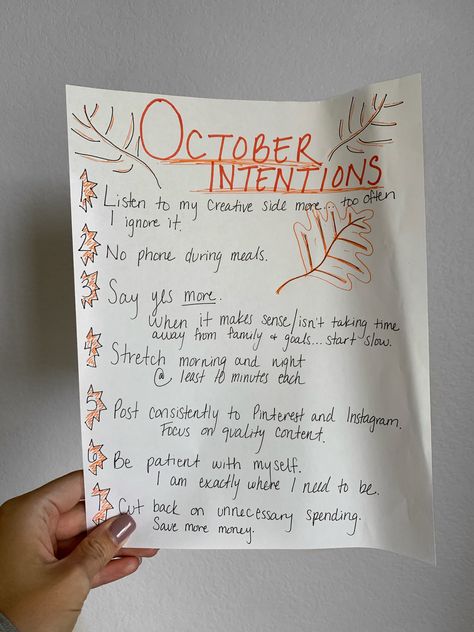 Monthly Intentions Journal, New Month Affirmations October, Setting Monthly Intentions, New Month Intentions, Monthly Intentions Ideas, Daily Intentions List, October Reset, September Intentions, October Intentions