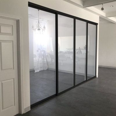 Sliding Room Divider, Glass Sliding Closet Doors, Sliding Door Company, Doors Room, Glass Room Divider, Sliding Room Dividers, Silicone Glue, Plant Room, Room Divider Doors