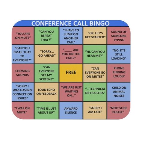 Conference Call BINGO Mouse Pad rectangle | Etsy Work Bingo, Conference Call Bingo, Conference Call, Zoom Meeting, One For All, Can You Be, Gaming Mouse Pad, Gaming Mouse, Bingo