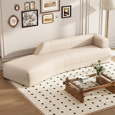 Specification Product Name: Curved Chaise Lounge Modern Indoor Sofa Couch Main Material: Boucle Product Dimensions Assembled Length (in.): 109.40 Assembled Width (in.): 36.20 Assembled Height (in.): 25.20 Weight (lbs Curved Chaise, Modern Curved Sofa, Upholstered Chaise Lounge, Upholstered Chaise, Chaise Lounge Sofa, Daybed With Storage, Curved Sofa, Living Room Furniture Sofas, Living Room Sectional