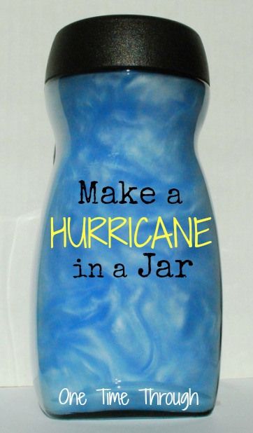 Make a Hurricane in a Jar - using only 2 ingredients! It's swirly, magical fun in a bottle! {One Time Through} #kids #sensorybottles Solar Robot, Discovery Bottles, Weather Projects, Weather Science, Weather Theme, Weather Unit, Sensory Bottles, Preschool Science, E Mc2