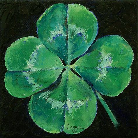 Shamrock by Michael Creese Clover Painting, Shamrock Art, Paint Trees, Saint Patricks Day Art, Holiday Painting, Bachelor Of Fine Arts, Canvas Ideas, Four Leaves, Four Leaf