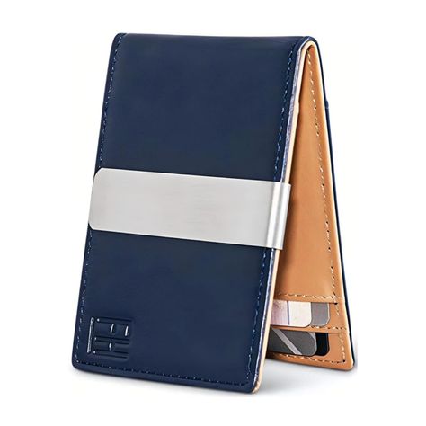 Forrest & Harold F&H Minimalist Men's Wallet Rfid Blocking Wallet, Slim Leather Wallet Money Metal Clip Holds 8 Cards, Back And Front Pocket Wallets, Navy Blue, New In Box Hang Bag, Minimalist Men, F H, Slim Leather Wallet, Rfid Blocking Wallet, Front Pocket Wallet, Men's Wallet, Hanging Bag, Wallet Men