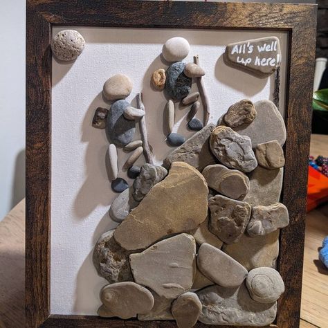 Hiking Rock Climbing Pebble Art Rustic Home Decor - Etsy.de Nature Artwork, Presents For Him, Home Decor Signs, Ocean Themes, Rustic Home, Rock Climbing, Pebble Art, Rustic Home Decor, Rock Art