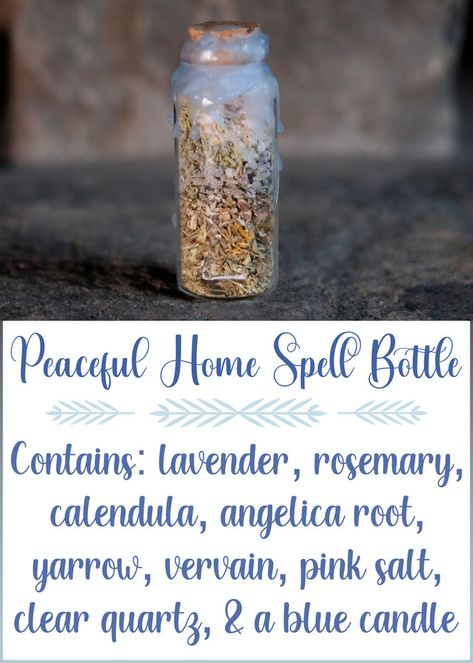 Peaceful Home Spell Bottle Light Blue Candles, Happiness Spell, Witches Jar, Wiccan Books, Chinese New Year Crafts For Kids, Harmony Day, Witch Herbs, Jar Spells, Witch Bottles