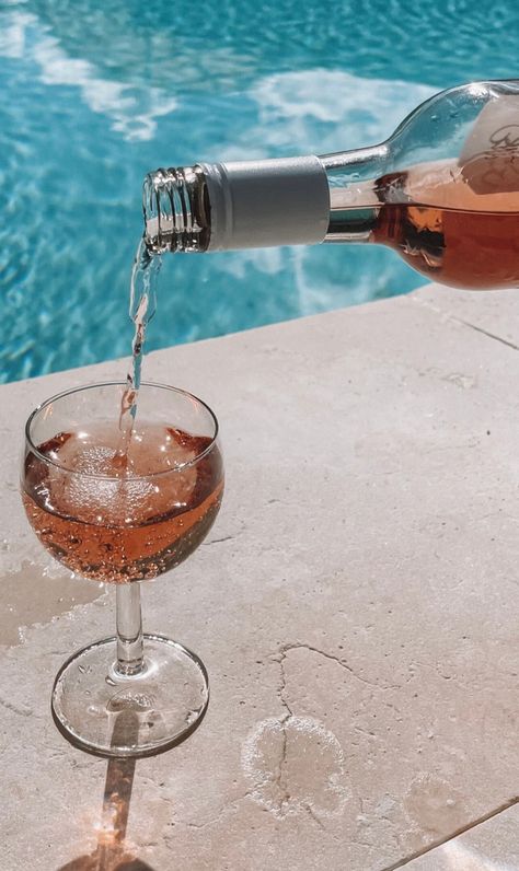 I'll take rosé over roses any day 🌹 Champagne Pool Aesthetic, Summer Wine Aesthetic, Rose Wine Aesthetic, Pool And Wine Aesthetic, Rosé Wine, Rosè Wine Aesthetic, Rose Wine Glass, Rose In Hand, Wine Beach Aesthetic Night