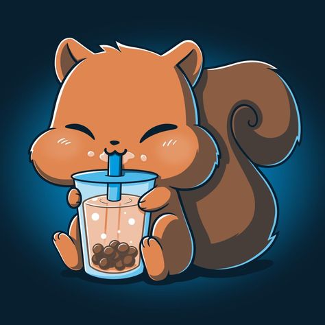 Squirrel Drinking boba Cute Squirrel Drawing, Cute Squirrel Cartoon, Squirrel Illustration, Squirrel Art, Nerdy Shirts, Squirrel Funny, Cute Kawaii Animals, Cute Squirrel, Cute Animal Drawings Kawaii