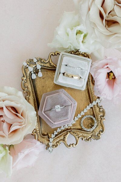 Pink Wedding Details, Wedding Photography Detail Shots, Wedding Flat Lay, Detail Photography, Flat Lay Inspiration, Newport Wedding, Gold Tray, Bridal Flats, Wedding Details Photography