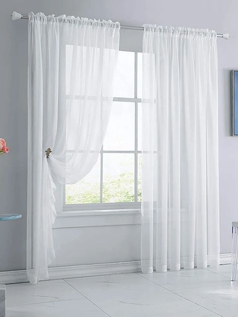 Light White Curtains, White Window Curtains, Sheer Window Treatments, White Curtains Living Room, Sheer Curtains Bedroom, Cottage Style Doors, White Curtains Bedroom, Curtain For Door Window, Plain Curtains