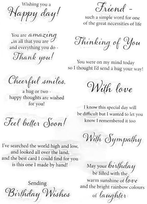 Amazon.com: Arbuya Phrase Sentiment Thinking of You with Sympathy Friends Birthday Rubber Stamps Clear Stamps for Card Making Decoration and DIY Scrapbooking -A1886 : Arts, Crafts & Sewing Sentiments For Cards, Birthday Card Sentiments, Friend Birthday Sentiments, Birthday Sentiments Messages, Birthday Card Sentiments Messages, Cards With Large Sentiments, Inside Sentiments For Birthday Cards, Sending Hugs, Card Sentiments