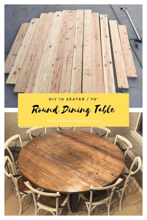 DIY 70” Round Dining Table – Honey Built Home Diy Esstisch, Large Round Dining Table, Diy Dining Room Table, Diy Kitchen Table, Round Dining Room Table, Round Kitchen Table, Diy Dining Room, Diy Dining Table, Round Dining Room