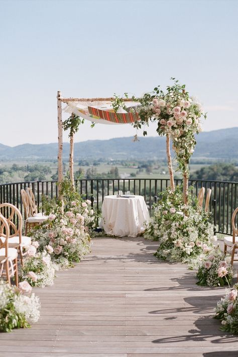 Birch Chuppah With Flowers, Green Chuppah, Wood Chuppah, Elopement Ceremony Decor, Birch Chuppah, Chuppah Flowers, Pink Roses Wedding, Anand Karaj, Sonoma Wedding