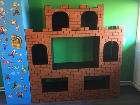 Mario Castle Diy, Super Mario Castle, Mario Castle, Kids Bedroom Themes, Super Mario Room, Toy Story Room, Mario Crafts, Mario Room, Lobby Ideas