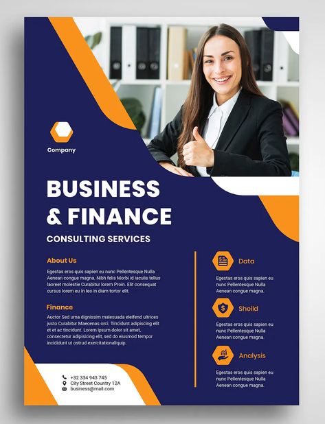 Business And Finance Flyer Template Bank Flyer Design, Finance Poster Design, Emailer Template, Business Flyer Design Templates, Flyer Template Design Layout, Finance Poster, Banks Advertising, Property Agent, Student Finance