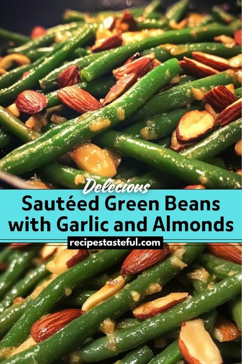 Sautéed Green Beans with Garlic and Almonds is a quick, healthy side dish featuring tender-crisp green beans, aromatic garlic, and crunchy almonds. Perfect for complementing a variety of main courses while adding a touch of elegance and flavor. Green Beans With Garlic, Green Beans With Almonds, Green Beans Side Dish, Sauteed Green Beans, Garlic Green Beans, Healthy Side Dish, Roasted Vegetable Recipes, Thanksgiving Cooking, Vegetable Side Dishes Recipes