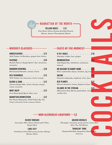 Art of the Menu: Midwestern Menu Design Layout, Typographie Logo, Bar Restaurant Design, Menu Design Inspiration, Cafe Menu Design, Restaurant Web, Menue Design, Menu Layout, Menu Inspiration