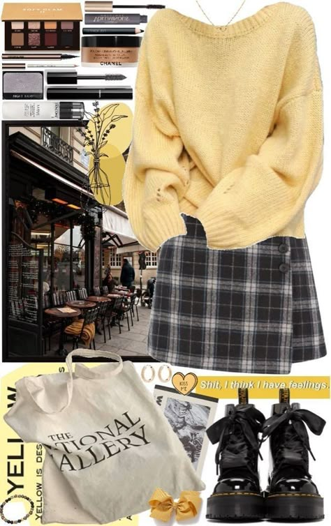 Bookworm Outfits, Bookworm Outfit, Bookworm Style, Academia Style, Academia Fashion, Quirky Fashion, Yellow Outfit, Chill Outfits, Lookbook Outfits