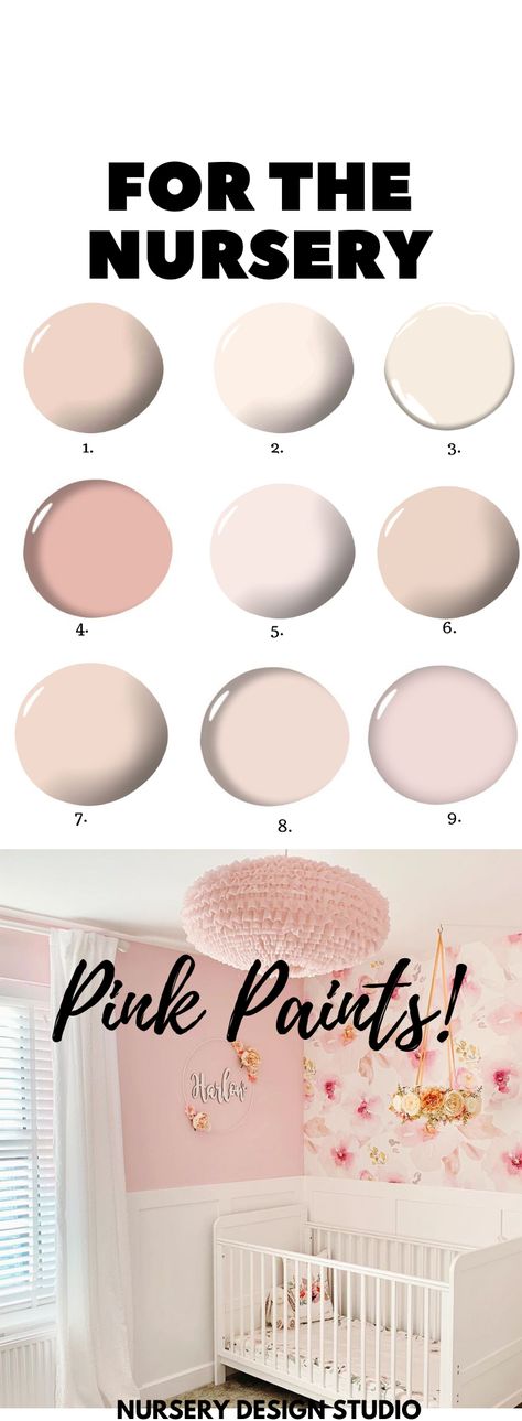 Pink paint is a versatile color that we are seeing a lot in nursery designs. While there are many glorious shades of pink to bring the desired mood to your baby's nursery, there are some shades of pink we are loving a bit more. We are rounding up the best pink paint colors for a stylish and sophisticated nursery. #pinkpaint #pinknursery Pink Nursery Paint Colors, Pink Nursery Paint, Pink Nursery Colors, Best Pink Paint, Accent Wall Paint Colors, Girl Nursery Colors, Ballet Nursery, Nursery Paint Colors, Pink Accent Walls