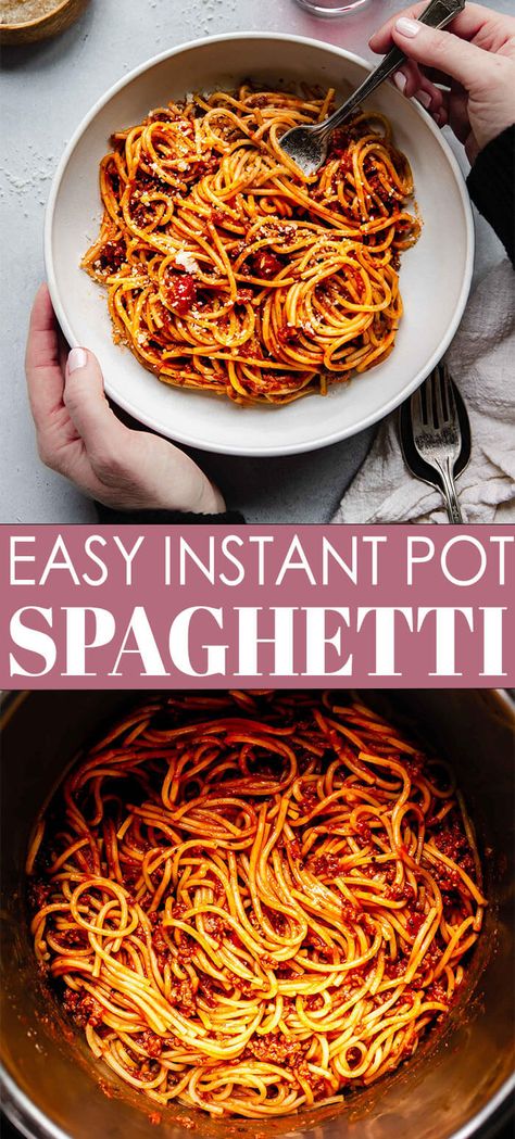 Spaghetti And Meat Sauce, Instant Pot Spaghetti Recipe, Instant Pot Spaghetti, Quick Family Meals, Spaghetti Dinner, Marinara Sauce Homemade, Spaghetti Recipe, Homemade Marinara, Spaghetti Noodles