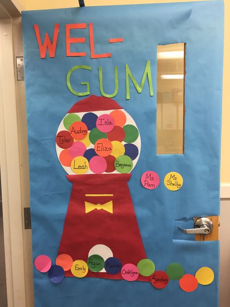 Gumball Door Decoration, School Library Displays, Gum Drop, Fall Door Decorations, Autumn Tree, Office Door, Class Room, Library Displays, Classroom Door