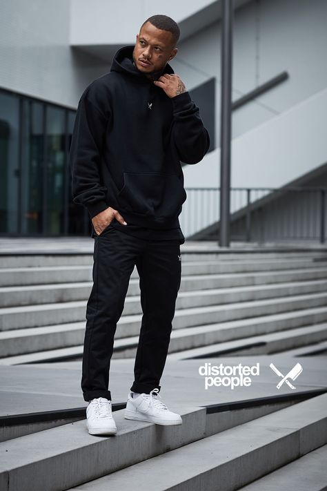 Nike React Vision Outfit, Oversized Hoodie Outfit Men, Full Black Outfit Men, Black Hoodie Outfit Men, Hoodie Men Outfit, Black Sweatpants Outfit, Black Hoodie Outfit, Pose Male, Oversized Hoodie Outfit