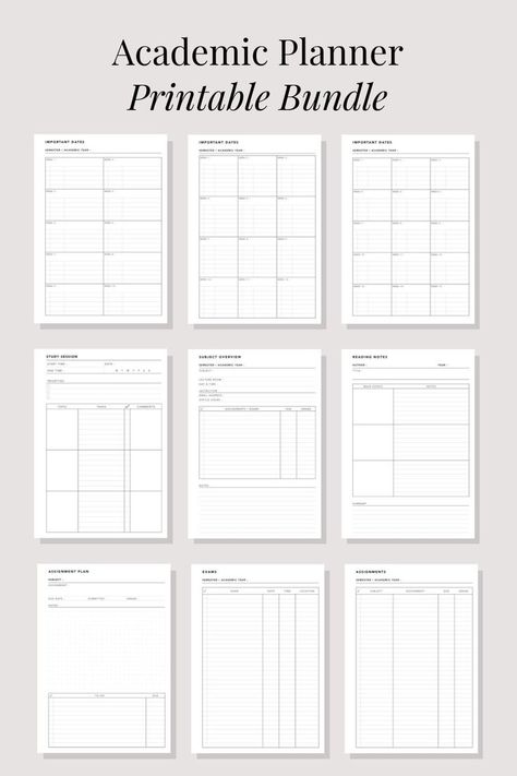 Academic Planner Ideas, Dairy Idea, Digital Academic Planner, Academic Agenda, Time Organization, Study Planner Free, University Planner, Exam Planner, Planners For College Students