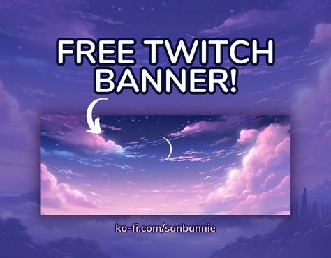 Kawaii Celestial, Twitch Profile Banner, Pink And Blue Gradient, Profile Banner, Twitch Banner, Celestial Stars, Arts Stream, Free Banner, Cute Room Ideas