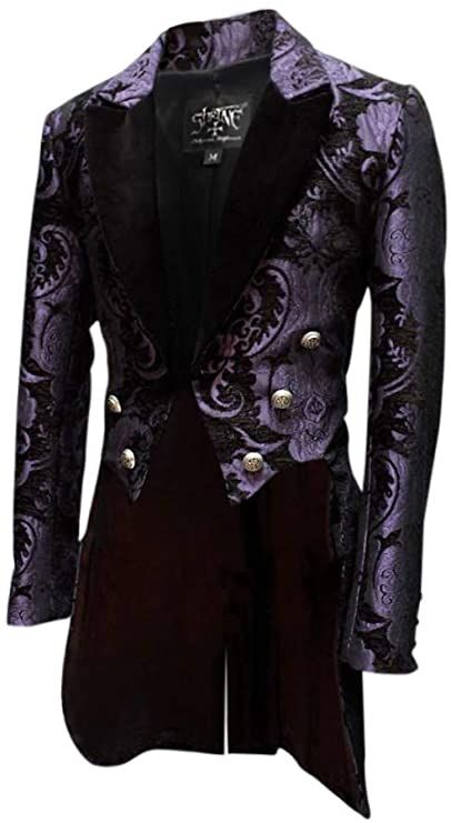 Victorian Gothic Clothing, Steampunk Tailcoat, Victorian Coat, Black Tapestry, Vampire Clothes, Purple Suits, Gothic Victorian, Purple Outfits, Victorian Steampunk