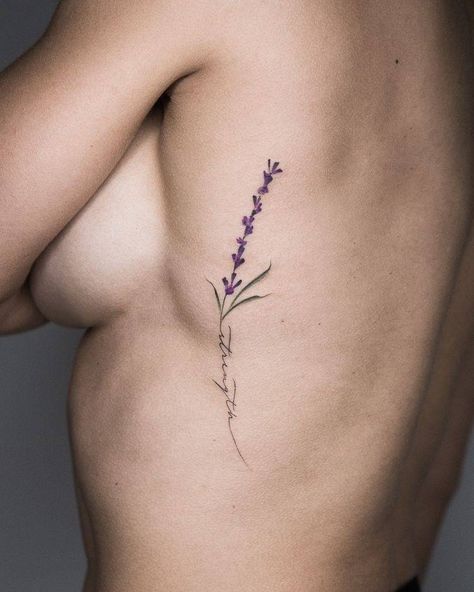 Strength Flower Tattoo, Strength Flower, Wildflower Tattoo Ideas, Wildflower Tattoos, Lilac Tattoo, Violet Tattoo, Grace Tattoos, Bestie Tattoo, Lavender Tattoo